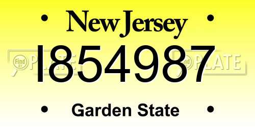 I854987 New Jersey License Plate