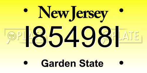I85498I New Jersey License Plate