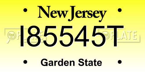 I85545T New Jersey License Plate