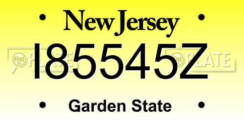 I85545Z New Jersey License Plate