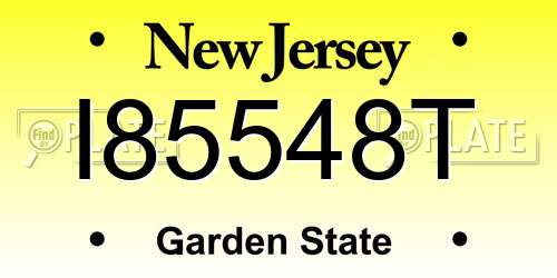 I85548T New Jersey License Plate