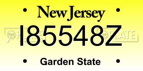 I85548Z New Jersey License Plate