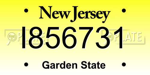 I856731 New Jersey License Plate