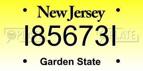 I85673I New Jersey License Plate