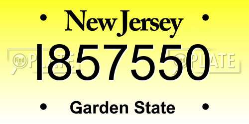 I857550 New Jersey License Plate
