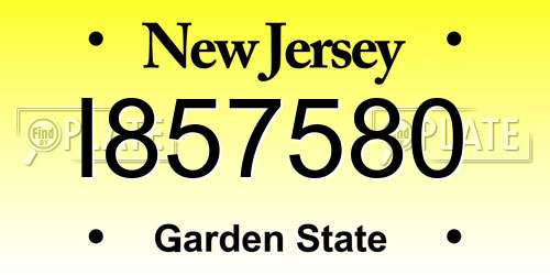 I857580 New Jersey License Plate