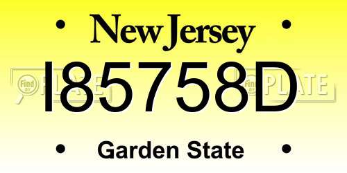 I85758D New Jersey License Plate