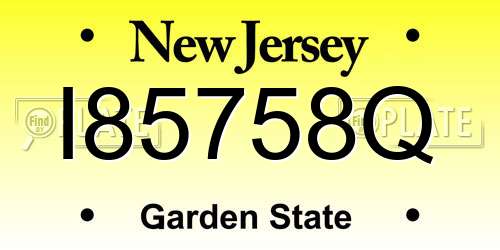 I85758Q New Jersey License Plate