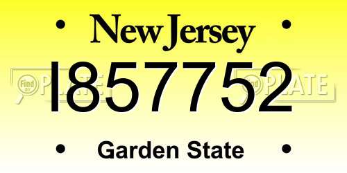 I857752 New Jersey License Plate