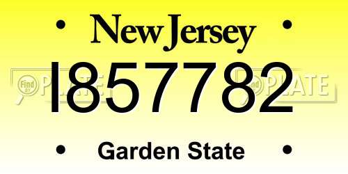 I857782 New Jersey License Plate