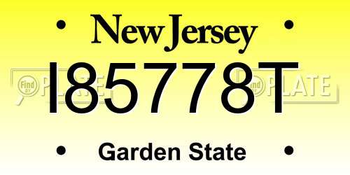 I85778T New Jersey License Plate