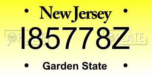 I85778Z New Jersey License Plate