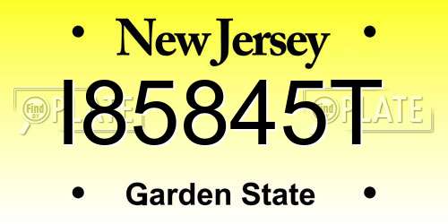 I85845T New Jersey License Plate