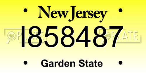 I858487 New Jersey License Plate