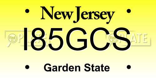 I85GCS New Jersey License Plate