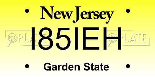 I85IEH New Jersey License Plate