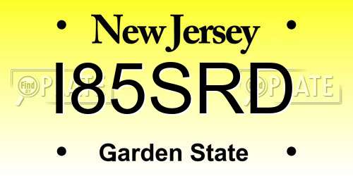 I85SRD New Jersey License Plate
