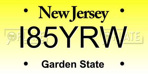 I85YRW New Jersey License Plate