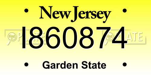 I860874 New Jersey License Plate
