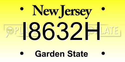 I8632H New Jersey License Plate