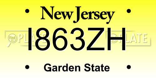I863ZH New Jersey License Plate
