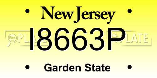 I8663P New Jersey License Plate