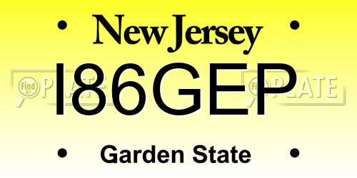I86GEP New Jersey License Plate
