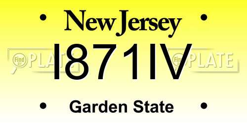 I871IV New Jersey License Plate