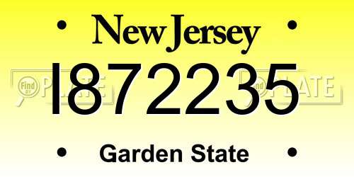 I872235 New Jersey License Plate