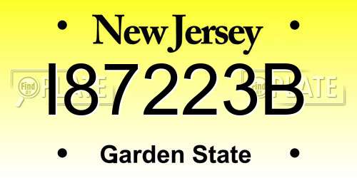 I87223B New Jersey License Plate
