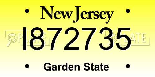 I872735 New Jersey License Plate