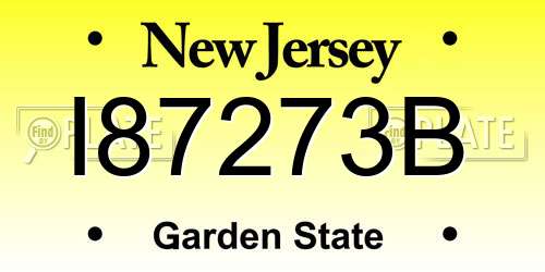 I87273B New Jersey License Plate