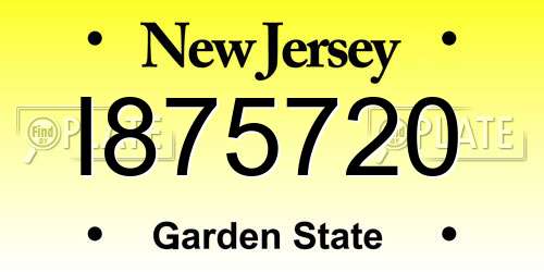 I875720 New Jersey License Plate