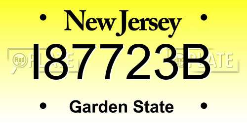 I87723B New Jersey License Plate