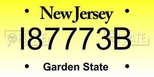 I87773B New Jersey License Plate