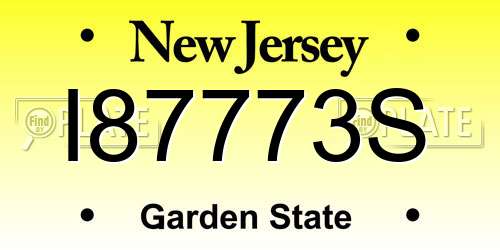 I87773S New Jersey License Plate