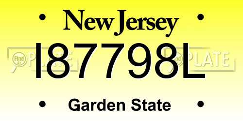 I87798L New Jersey License Plate