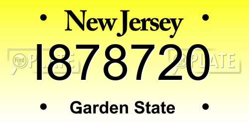 I878720 New Jersey License Plate