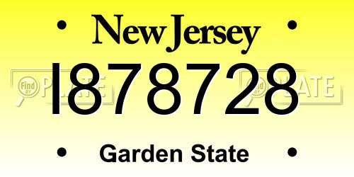 I878728 New Jersey License Plate