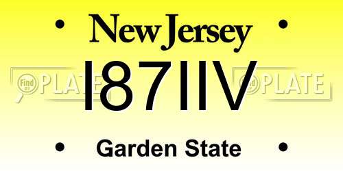I87IIV New Jersey License Plate
