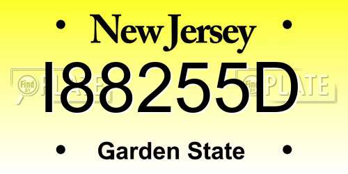 I88255D New Jersey License Plate