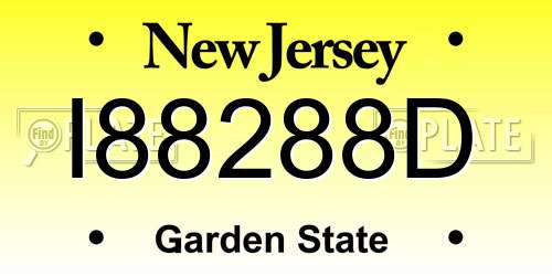I88288D New Jersey License Plate