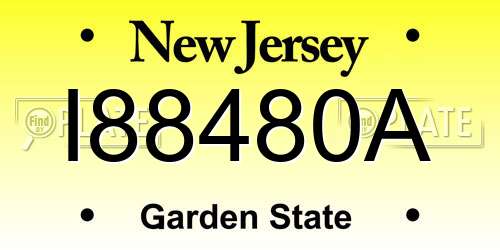 I88480A New Jersey License Plate