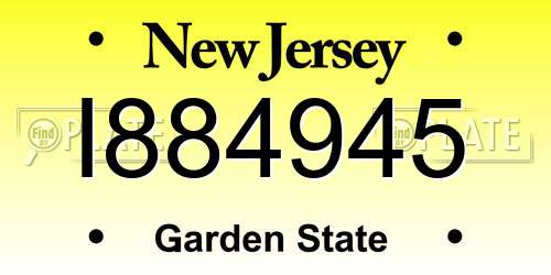 I884945 New Jersey License Plate