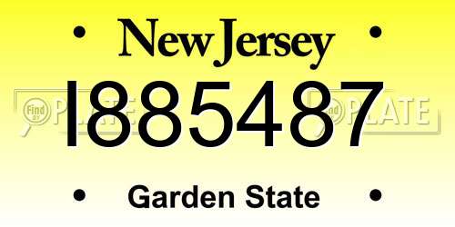 I885487 New Jersey License Plate