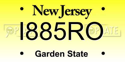 I885RO New Jersey License Plate