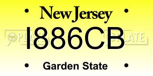 I886CB New Jersey License Plate