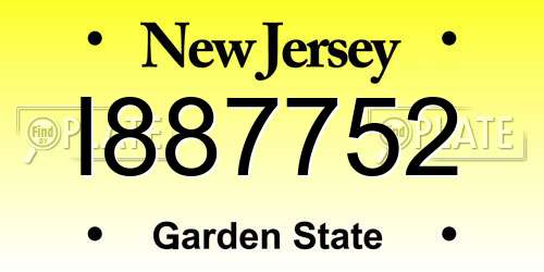 I887752 New Jersey License Plate