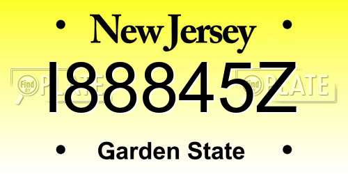 I88845Z New Jersey License Plate