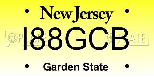 I88GCB New Jersey License Plate